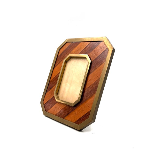 Mid-Century Modern Brass and Wood Picture Frame, Italy, 1970s For Sale - Image 10 of 16