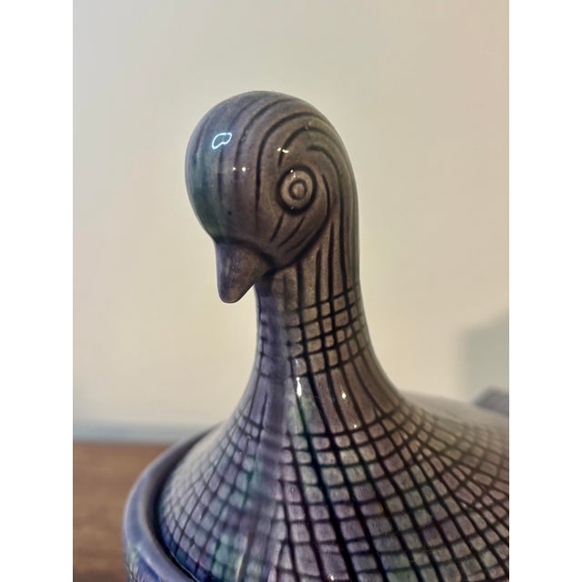 Mid-Century Modern Vintage Ceramic Bird Lidded Vessel in the Manner of Aldo Londi for Bitossi For Sale - Image 3 of 8
