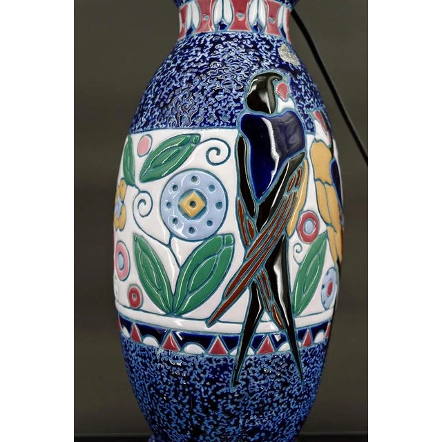 Wood Art Deco Czechoslovakian Swallow Lamp, 1920 For Sale - Image 7 of 13