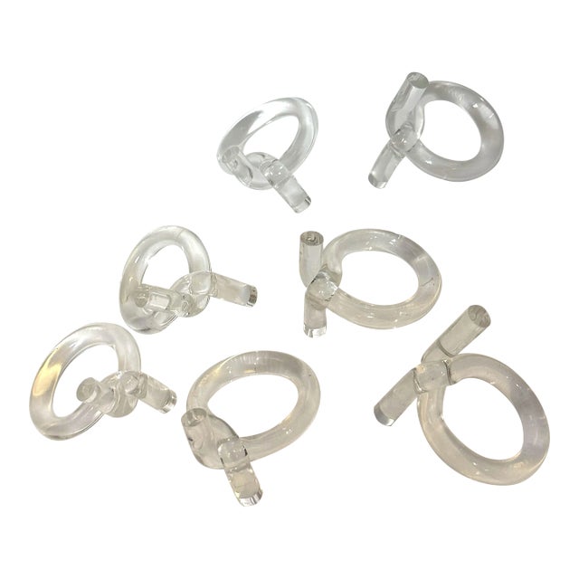 1960s Georg Jensen Attributed Lucite Napkin Rings - a Set of 6 For Sale