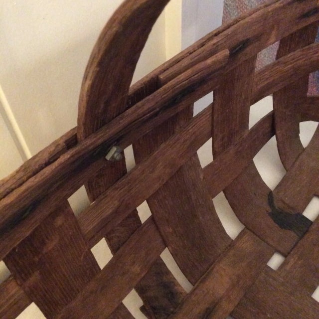 Antique Split Oak Basket With Handle For Sale - Image 6 of 13