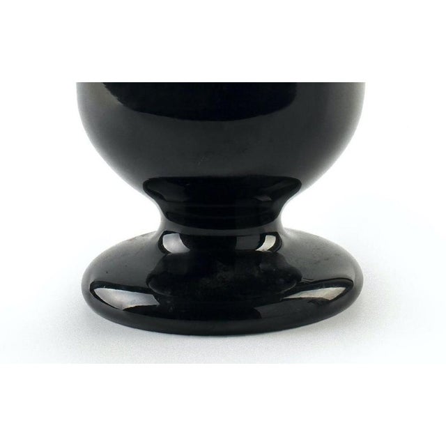 Mid-20th Century Glossy Black Glass Urn with Floral Motif, Germany For Sale - Image 4 of 5