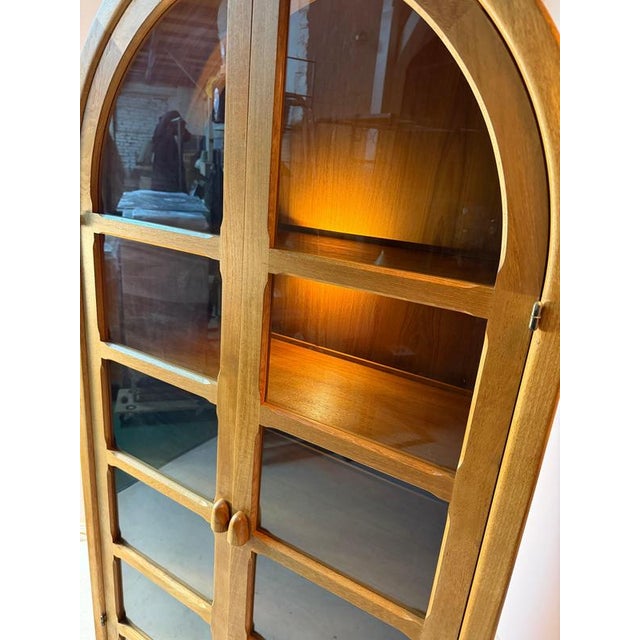 Dyrlund Round Arched Teak Display Case with Lighting from Dyrlund For Sale - Image 4 of 11