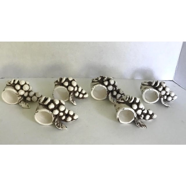 Mid-Century Modern Vintage Pottery Grape Napkin Rings - Set of 6 For Sale - Image 3 of 8