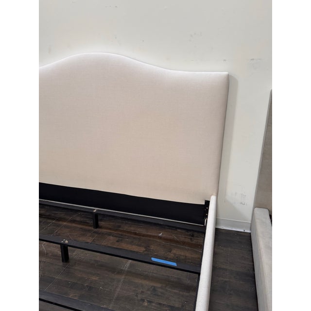 Ivory Eastern King Size Pottery Barn Raleigh Bed Frame For Sale - Image 8 of 12