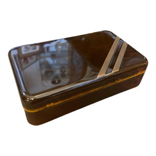 1970s Mid-Century Modern Faux Tortoiseshell Lucite Luxury Box Dior Home Style For Sale