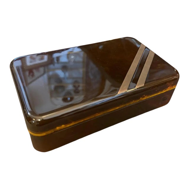 1970s Mid-Century Modern Faux Tortoiseshell Lucite Luxury Box Dior Home Style For Sale