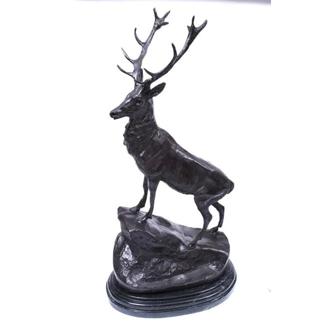 Large Bronze Stag Statuettes after Moigniez, 20th Century, Set of 2 For Sale - Image 10 of 18