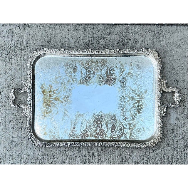 Vintage Silver Plate Tray For Sale In West Palm - Image 6 of 12