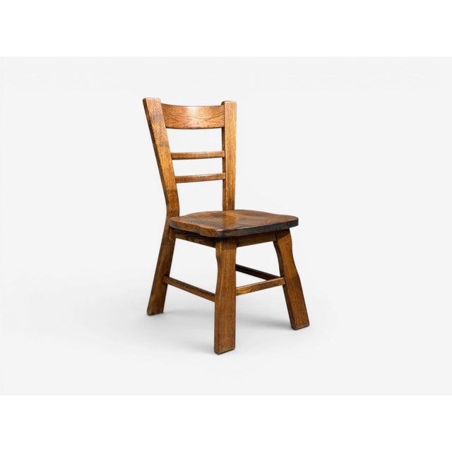 Brown Belgian Modern, Six Brutalist Dining Chairs, Oak, Belgium, 1970s For Sale - Image 8 of 13