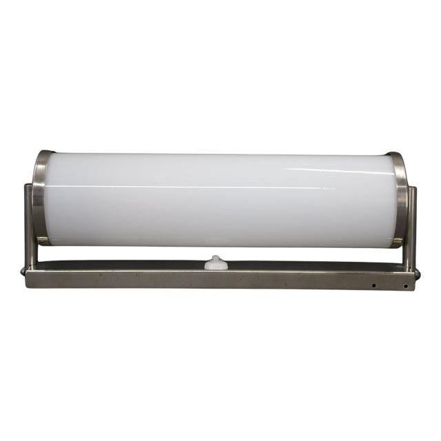 Vintage Bauhaus Tubular Wall Light in Chrome and Creamy Glass, 1930s For Sale