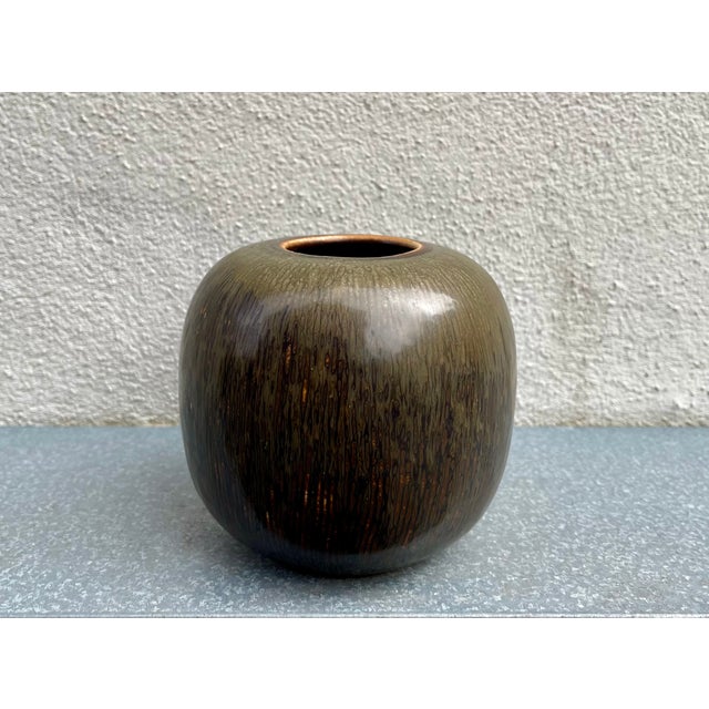 Mid-Century Stoneware Vase in Brown Glazes by Valdemar Petersen for Bing & Grondahl, 1960s For Sale - Image 9 of 9