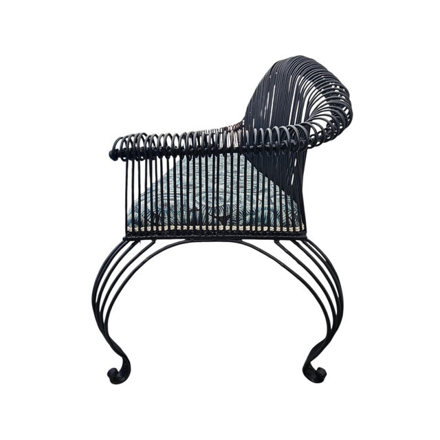 French Country French Country Wrought Iron Garden Bench For Sale - Image 3 of 8