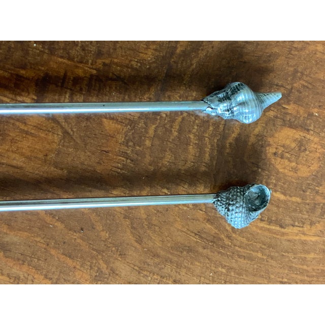 Vintage Metzke Pewter Shell Cocktail Picks / Charcuterie Set of 6. Barware for Palm Beach Regency, Bar Cart Glam & Entertaining,…See Pics! For Sale - Image 10 of 12