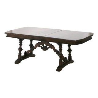 Antique Berkey and Gay Kittinger School Carved Walnut Trestle Table C1930 For Sale