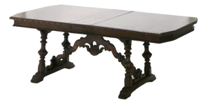 Antique Berkey and Gay Kittinger School Carved Walnut Trestle Table C1930