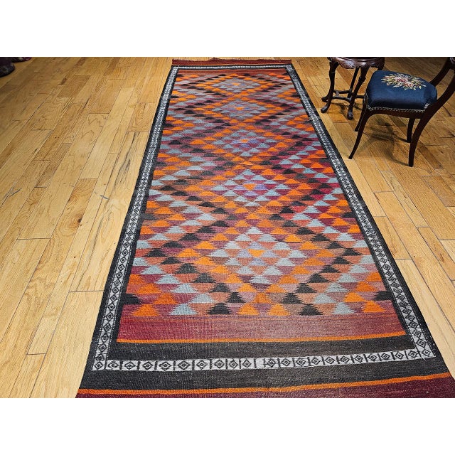Vintage Moroccan Tribal Kilim Runner, Handwoven Wool, Geometric Pattern, 5x13 For Sale - Image 10 of 18