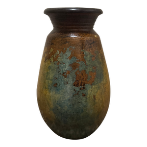 1970s Large Mid-Century Oaxacan Dripware Pottery Vase With Mottled Polychrome Glaze