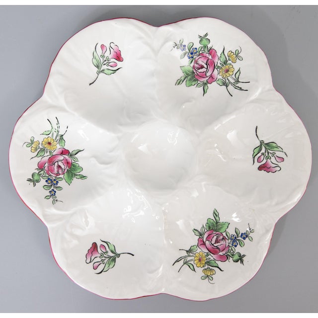 White Antique French Luneville Floral Porcelain Oyster Plate For Sale - Image 8 of 8