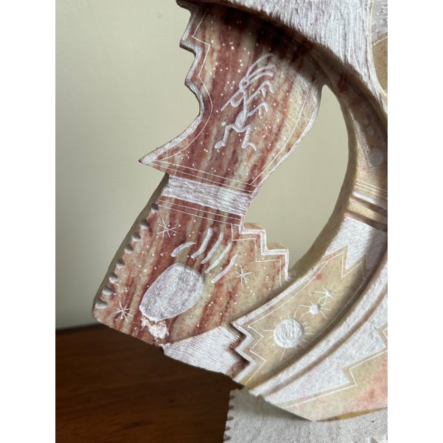 Stone Navajo Alabaster Chief Sculpture by Richard Silver, 1980s Gallery Scale - 13" For Sale - Image 7 of 12