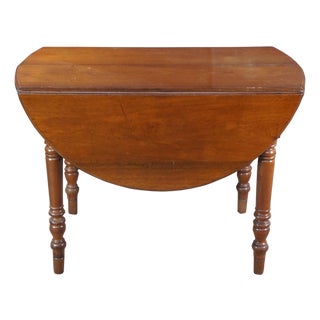 Antique American Victorian Mahogany Oval Drop Leaf Farmhouse Dining Table For Sale