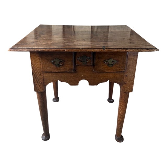 Antique English Oak Lowboy with Drawers, 1700s For Sale