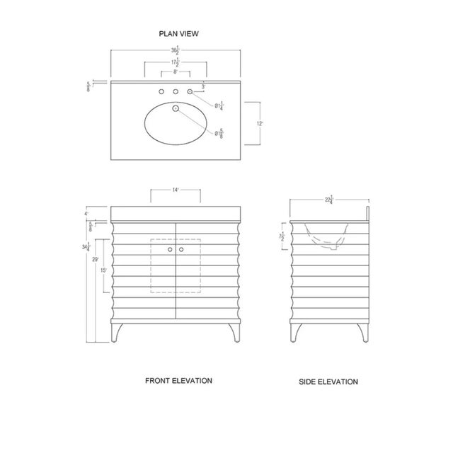 Matthew Izzo Home Rhodes Fluted Cerused Oak, Two Door, Single Sink Bathroom Vanity - Carrara Marble Top, Porcelain Sink, Brass Hardware For Sale - Image 10 of 10