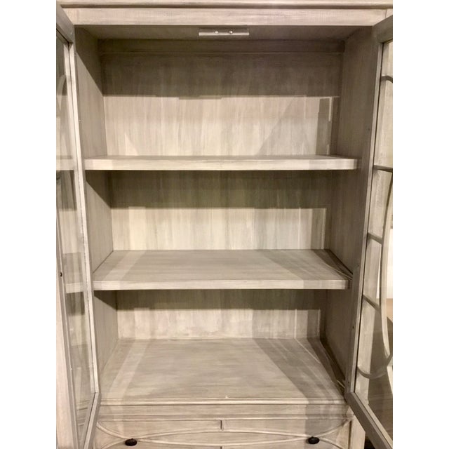 Transitional White Washed Gray Wood and Glass Display Chairish