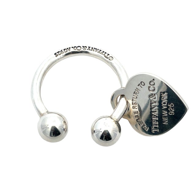 Tiffany and Co. Tiffany & Co. Sterling Silver Heart Tag Key Ring Charm For Sale - Image 4 of 6