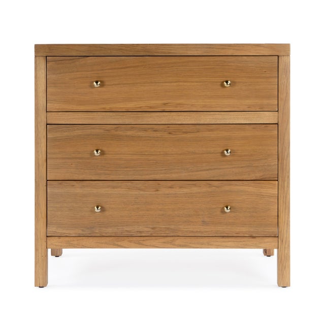 Wood Nora 34 in. W Wood 3 Drawer Chest, Light Natural For Sale - Image 7 of 11
