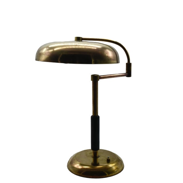 Vintage French Desny Brass Table Lamp with Swivel Arm from La Maison, 1950s For Sale - Image 10 of 10