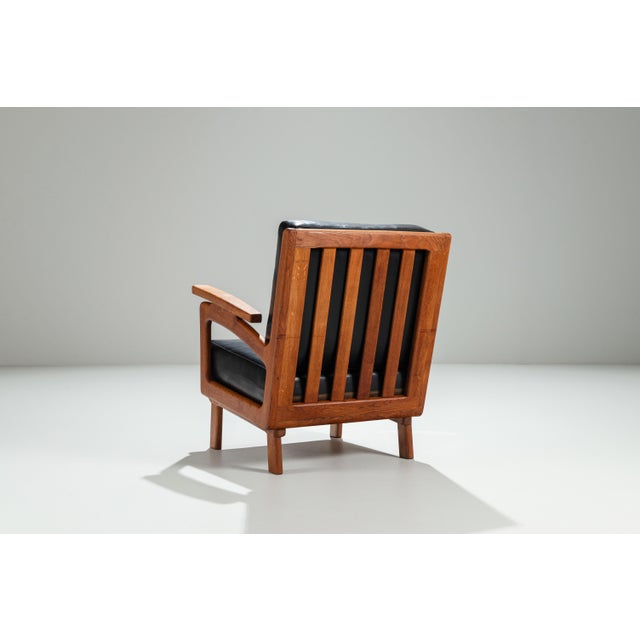 Belgian Lounge Chairs in Oak with Leather Cushions, 1960s, Set of 2 For Sale - Image 10 of 17