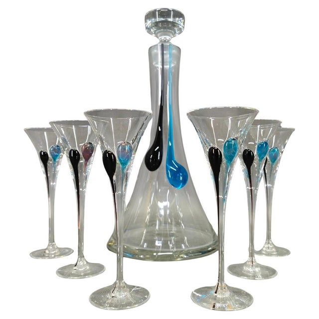 Bohemian Hand Blown Decanter and Glasses Set from Crystalex, 1990s For Sale - Image 16 of 16