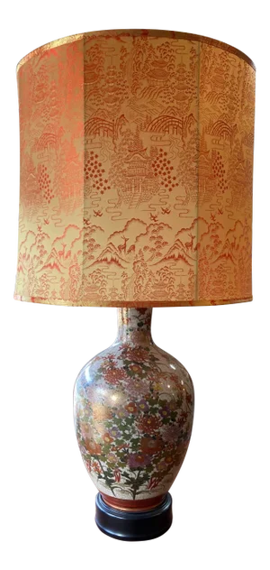 Antique Japanese Table Lamp in 'Famille Rose' Porcelain | by Fujita Kutani