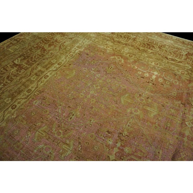 Indian 1890s Pink Rose Diamond Antique Indian Agra Rug 15' X 19'6" Handknotted Wool Carpet For Sale - Image 3 of 6