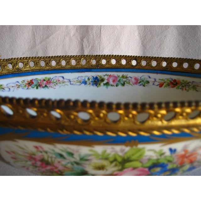 Mid 19th Century Sevres Style Napoleon III Bronze Mounted Center Piece For Sale - Image 9 of 17