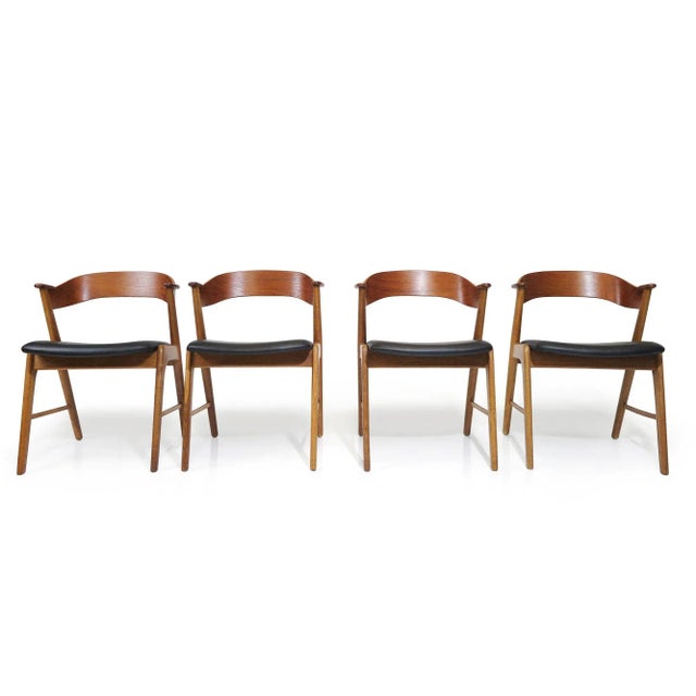 Vintage Kai Kristiansen Oak and Teak Curved Back Dining Chairs- Set of 4 For Sale - Image 9 of 9
