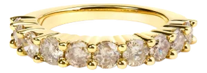 14K Yellow Gold Plated .925 Sterling Silver 2.0 Cttw Round Brilliant Cut Diamond 10 Stone Anniversary Band Ring - Size 8