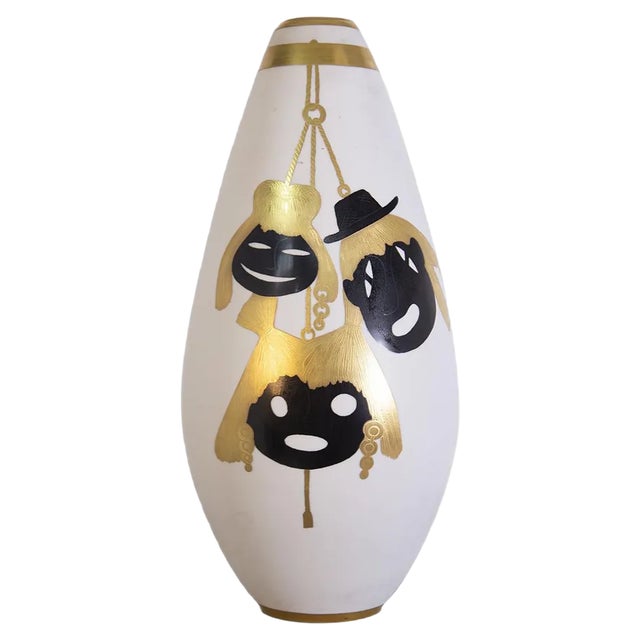 Vase in Pure Gold and Porcelain by Arrigo Finzi, 1950s For Sale