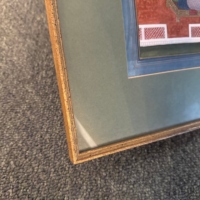 Olive Mughal Emperor With Woman in Palace, Framed For Sale - Image 8 of 10