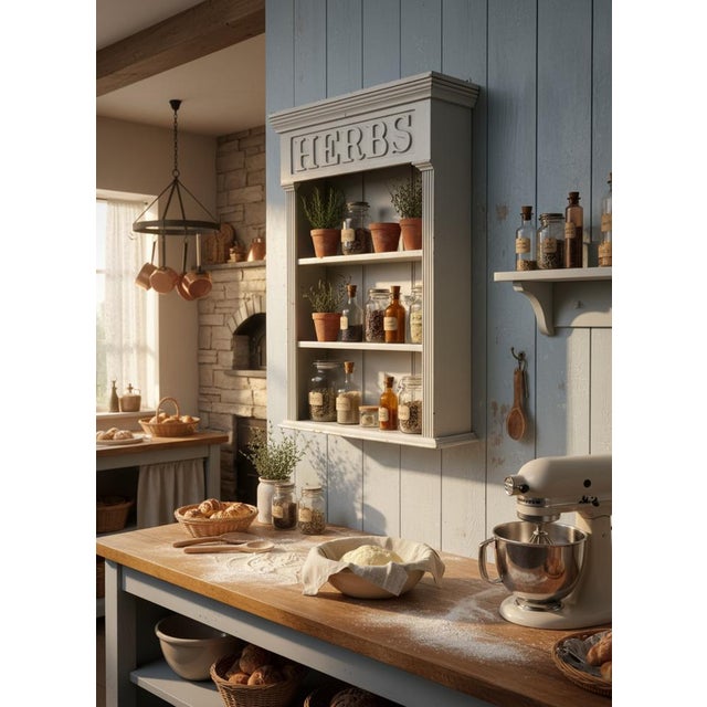 Vintage Herb Spice Rack in Wood For Sale - Image 10 of 12