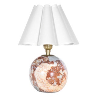 Regina Andrew Giorgio Marble Mini Lamp, Natural Brass with Linen Scalloped Shade For Sale