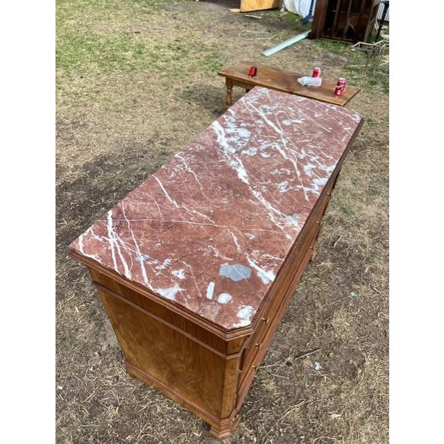 Wood 19th Century Louis Philippe Burl Walnut Marble Top Chest of Drawer / Commodes For Sale - Image 7 of 17