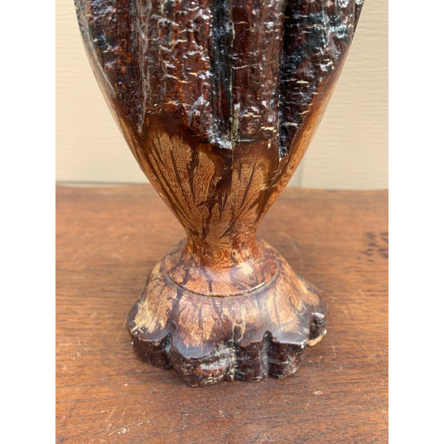 1970s Hand-Carved Chrysanthemum Wood Vase From Marshall Field’s For Sale - Image 9 of 11