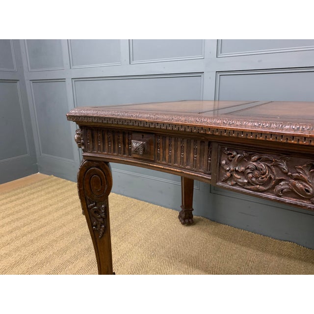 Chippendale Style Writing Table in Carved Mahogany, 1900 For Sale - Image 12 of 18
