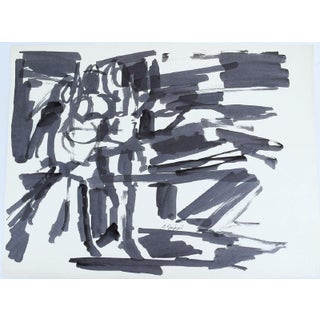 Midcentury Abstract Expressionist Ink Drawing on Paper by Salvatore Grippi, 1953 For Sale