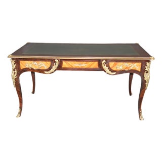 Louis XV Style Brass Mounted Leather Top Partners Desk For Sale