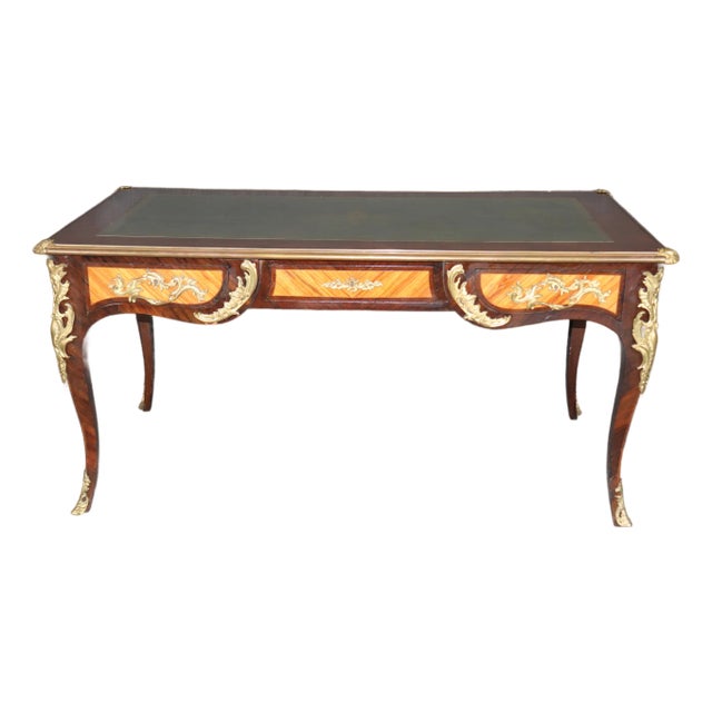 Louis XV Style Brass Mounted Leather Top Partners Desk For Sale