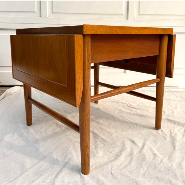 Brown 1950s Lane Copenhagen Walnut Drop-Leaf Table, Refinished For Sale - Image 8 of 17