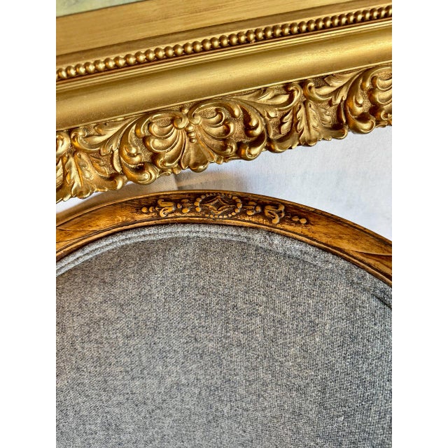 Traditional Pair Empire-Style Barrel-Back Bergeres, C. 1935-1940's For Sale - Image 3 of 13